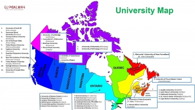 BẢN ĐỒ ĐẠI HỌC Ở CANADA